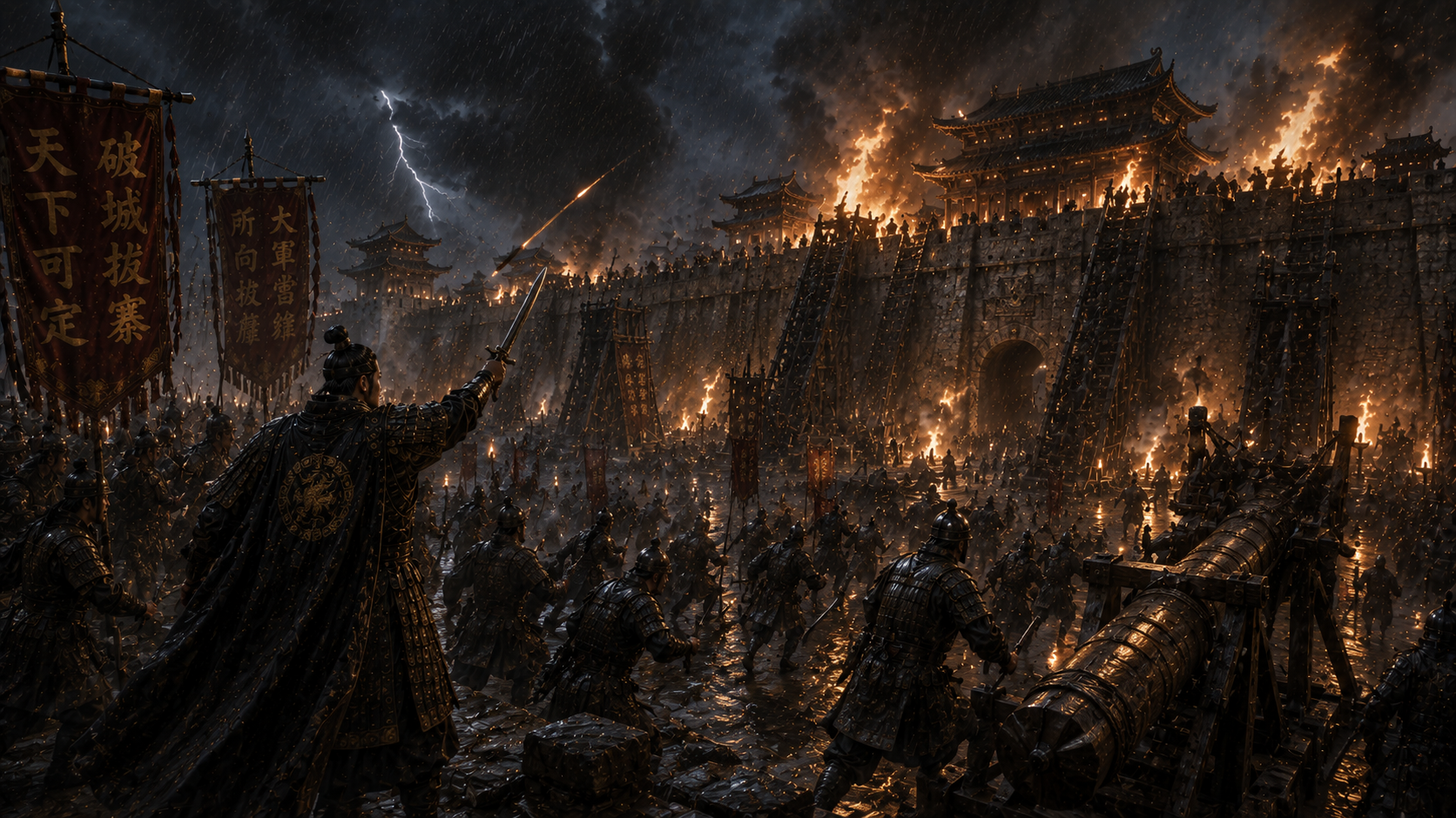 Siege during rain in Ten Thousand Banners